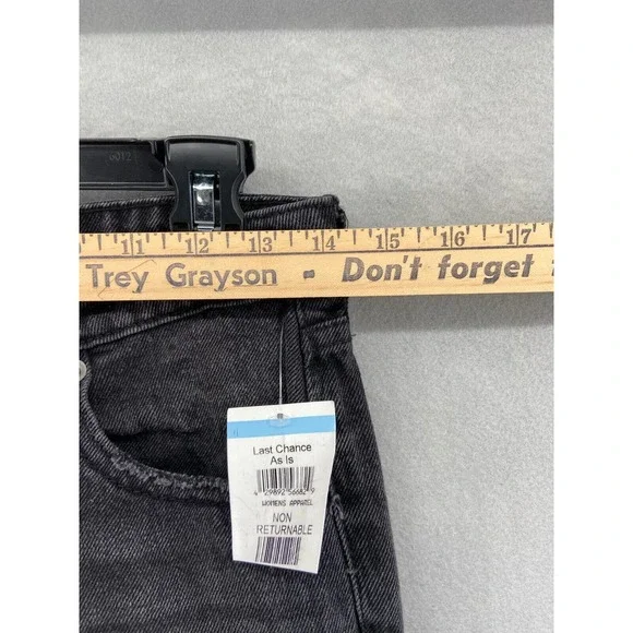 BP Jeans Women's Sz 24 Black Distressed Ripped‎ Wide Leg Pockets Low Rise NWT - Picture 4 of 13